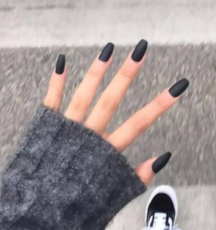 [Hàng mới về] Bộ 24 cái móng tay giả trang trí màu đen