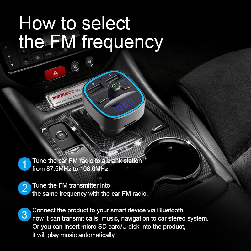 Bộ Chuyển Đổi Radio Fm 2 Cổng Usb Kiêm Máy Mp3 Bluetooth Cho Xe Hơi