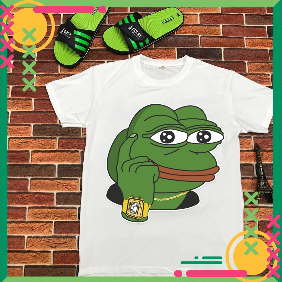 Áo Thun unisex In Meme Ếch Xanh Pepe frog linh vật voz áo thun vải Cotton cao cấp Tay Ngắn cổ tròn Phù Hợp Cho Cả Nam Nữ