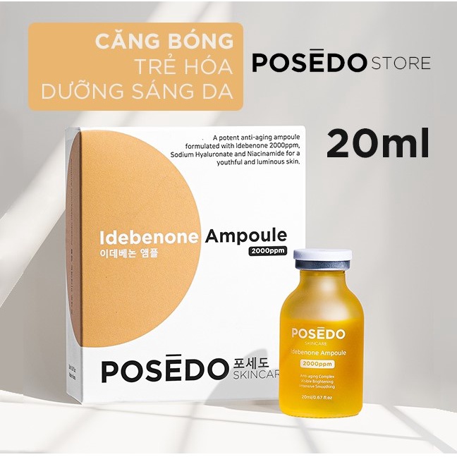 Serum căng bóng dưỡng sáng Posedo Idebenone Ampoule 20ml trẻ hóa da cao cấp chính hãng Hàn Quốc - Phân phối độc quyền