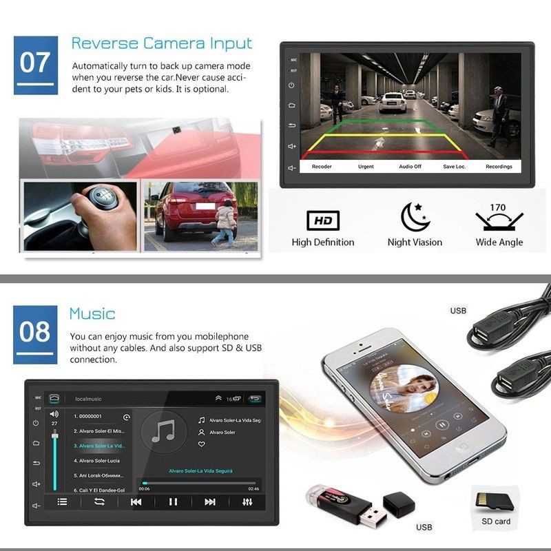 Màn hình ô tô ANDROID 7 inch xem youtube,GPS chỉ đường, camera lùi, camera hành trình,tiếng việt, DVD android cho ô tô