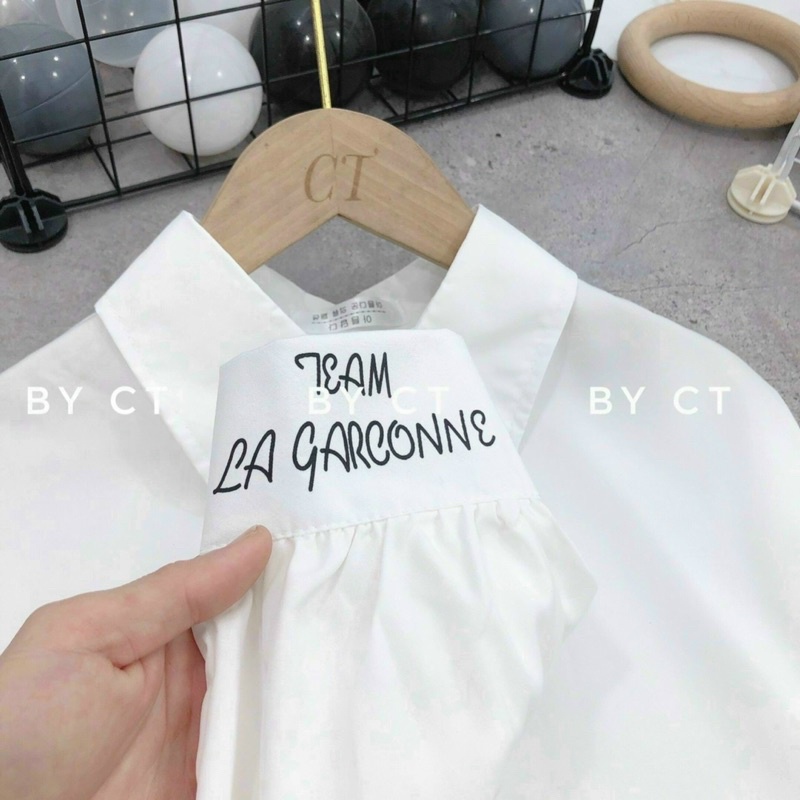 Áo sơ mi trắng nữ dài tay kèm CHỮ dáng dài mã A120