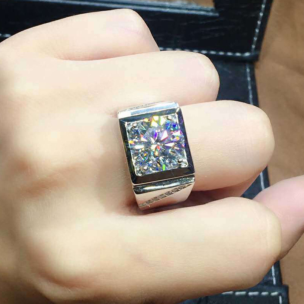 Nhẫn Cưới Mạ Bạc S925 Đính Đá Pha Lê Dành Cho Nam