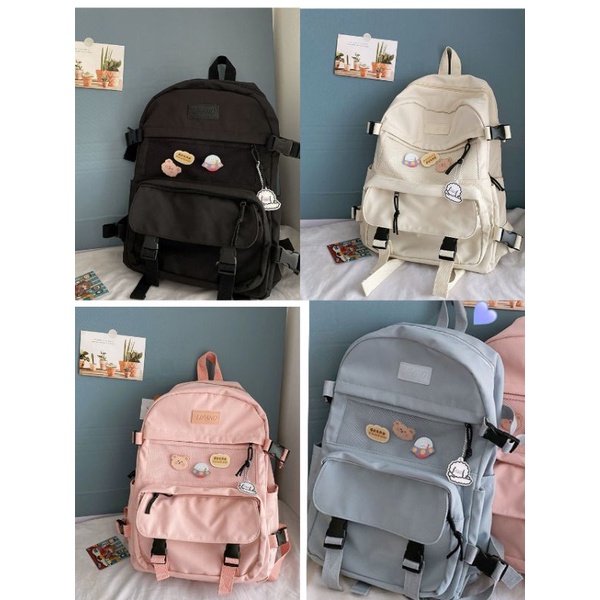 Balo Ulzzang Nữ Thời Trang Đi Học Đi Chơi Basic Trơn Balo Du Lịch CAROMIN BL05