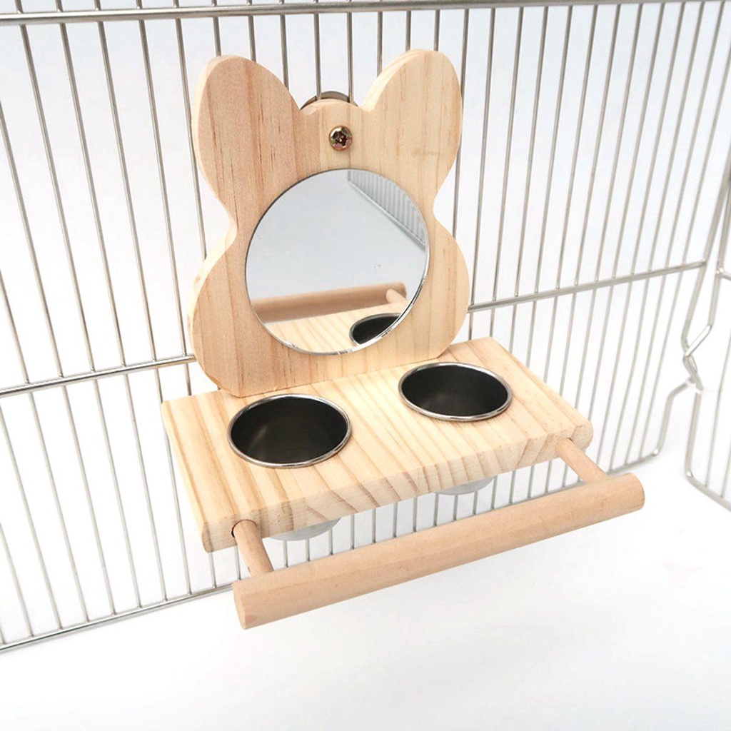 Danilo Bát Đựng Nước Bằng Thép Không Gỉ Gắn Gương Cho Chim Vẹt|Cốc Cho Bé Ăn Uống Tiện Dụng