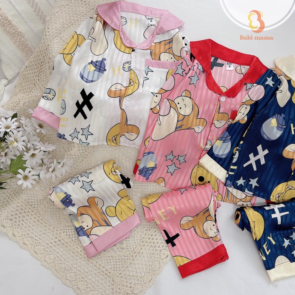 Bộ Đồ Ngủ Pijama Dài Tay Cho Bé Gái Mặc Nhà Lụa Gấm Cao Cấo - BPN01 - Babi mama