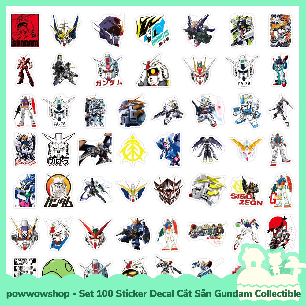 [Sẵn VN - Hỏa Tốc] Set 100 Sticker Mini Decal Dán Trang Trí Vật Dụng Mẫu Anime Manga Game Gundam Collectible