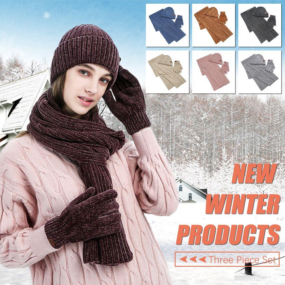 Set Găng Tay + Mũ + Găng Tay + Găng Tay Cảm Ứng Thời Trang Nữ