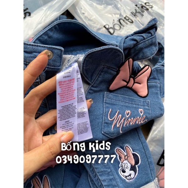 Quần Yếm Dài Bé Gái Minnie Denim PR