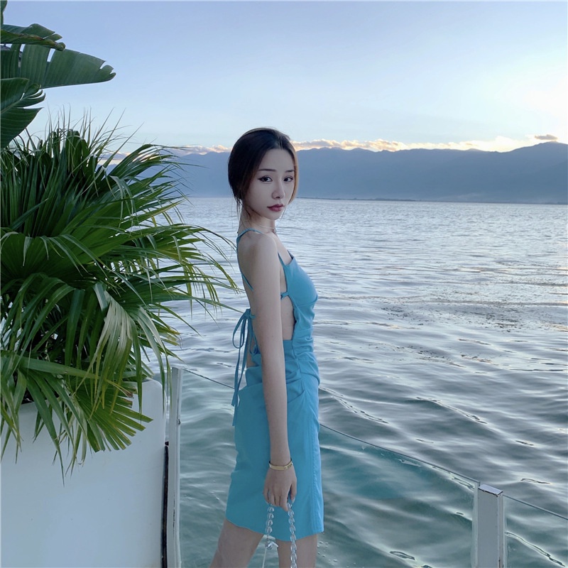 𝓐𝓵𝓮𝓸𝓷 𝓓𝓻𝓮𝓼𝓼 | Đầm 2 Dây Sexy Hở Lưng Dày Dặn Ulzzang, Đầm Đi Biển Quyến Rũ Cho Nữ Thời Trang 2022 | BigBuy360 - bigbuy360.vn