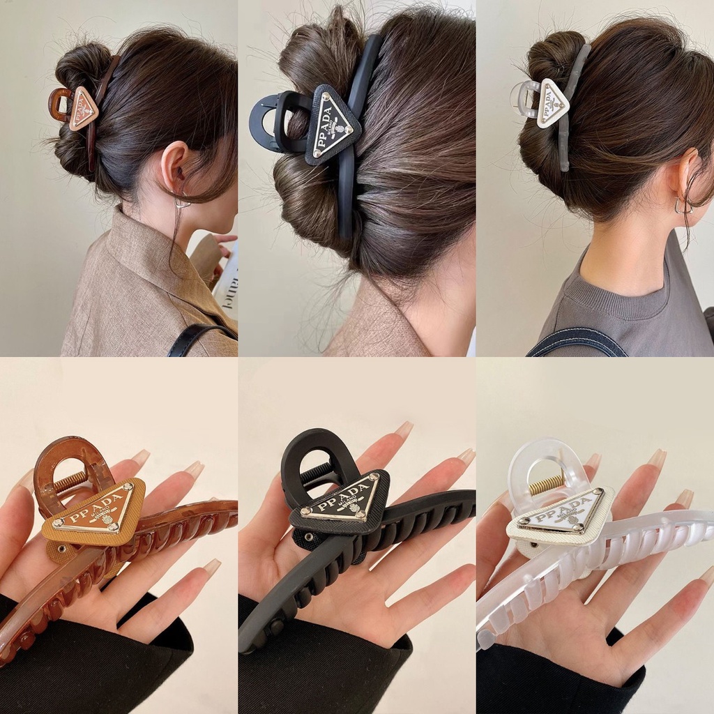 Kẹp Tóc Cỡ Lớn Màu Trắng Đen Đơn Giản Thời Trang Mùa Hè Cho Nữ