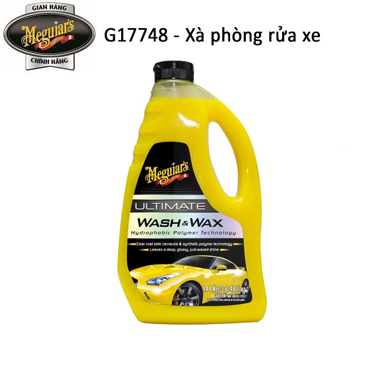 [Mã LT50 giảm 50k đơn 250k] Meguiar's Xà phòng rửa xe có chất tạo bóng dòng cao cấp Ultimate - Wash &amp; Wax, G17748, 1,4L