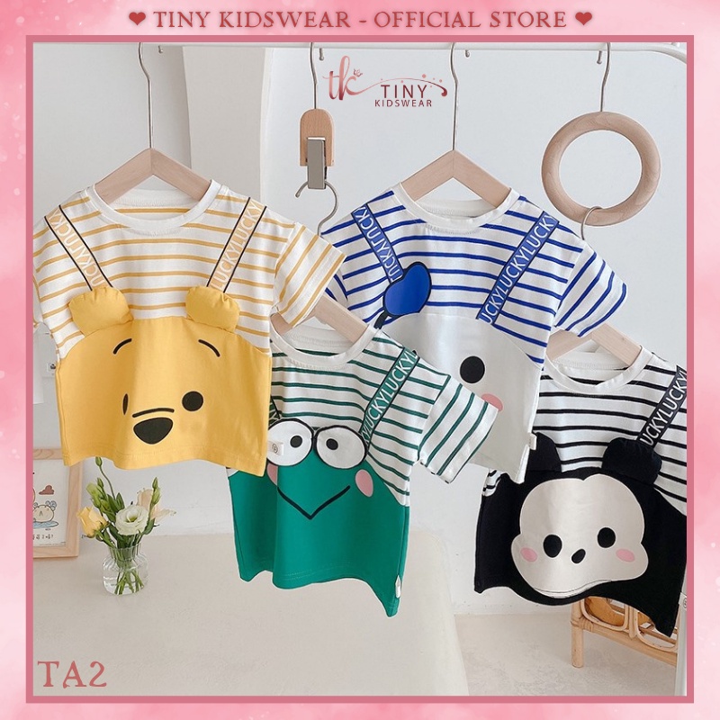 Áo phông hoạt hình ngắn tay cổ tròn chất cotton cho bé trai từ 11-17kg [TA1]