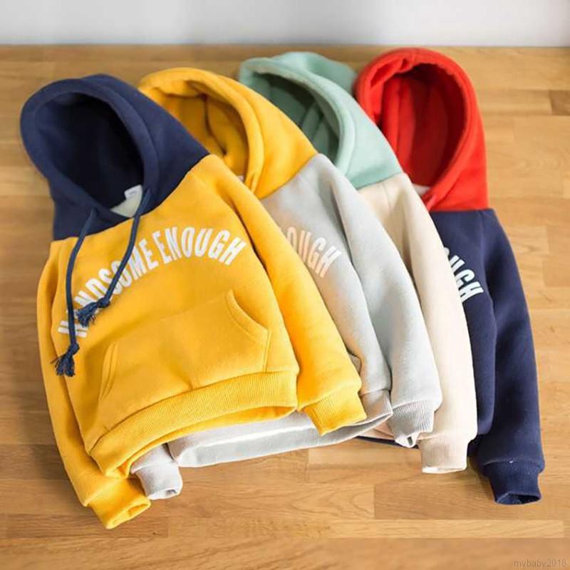 Áo hoodie tay dài họa tiết chữ vải dày sành điệu trẻ trung dành cho bé gái/bé trai