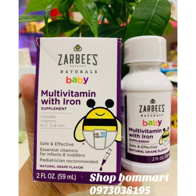 Vitamin bổ sung sắt zarbees baby mỹ cho bé từ 2 tháng tuổi chai 59ml