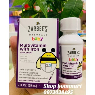 Siro bổ sung sắt vị nho zarbee's multivitamin and iron