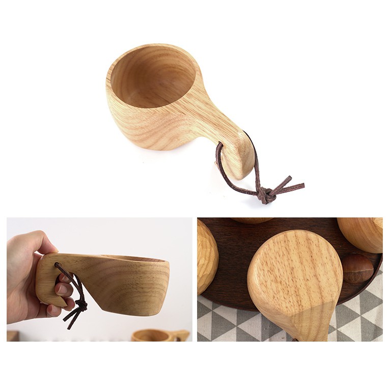 Cốc gỗ Kuksa Bushcraft nguyên khối lên màu tự nhiên