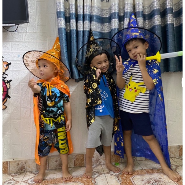 Áo Choàng, giỏ bí ngô, mũ phù thủy 80cm hoá trang HALOWEEN cho bé trai, bé gái