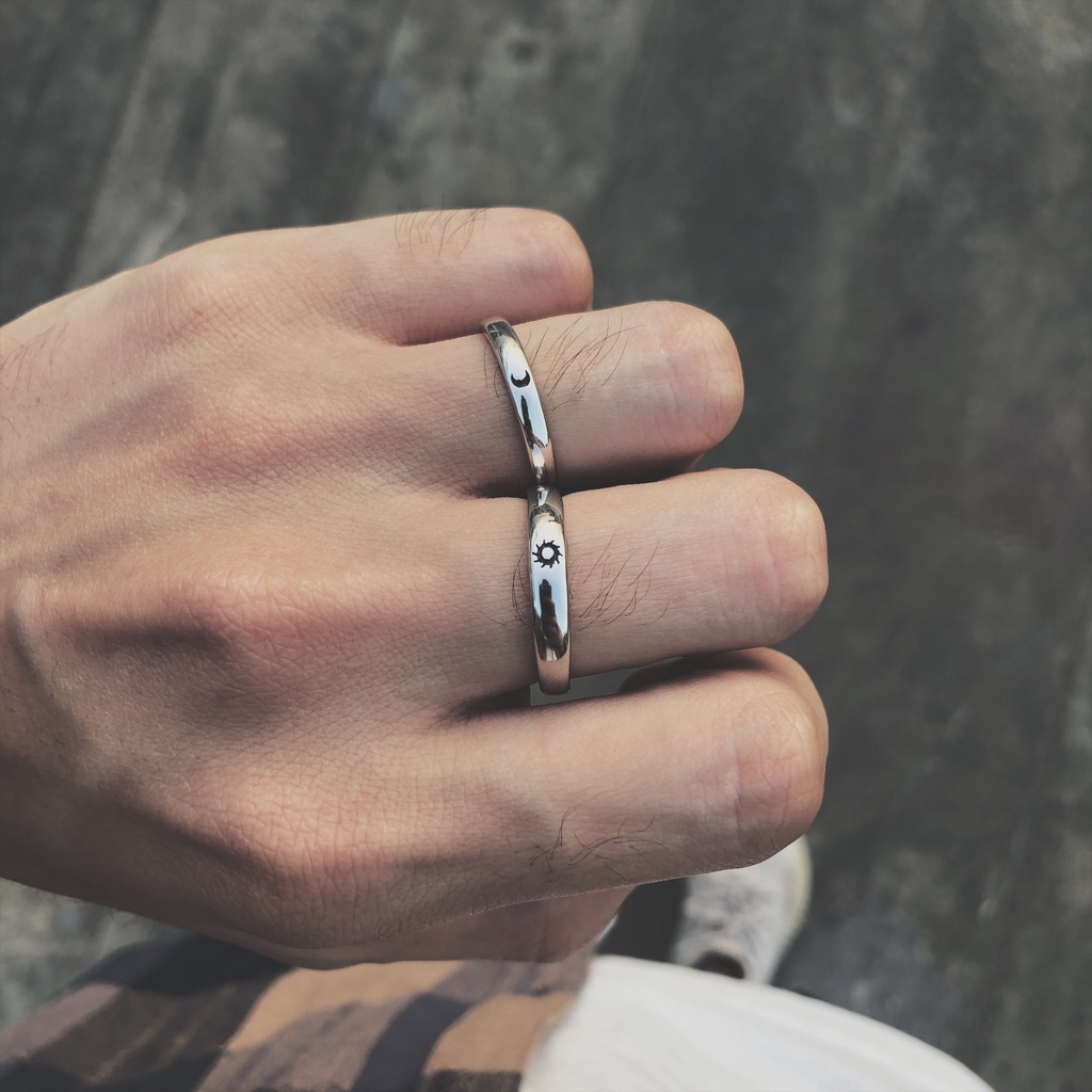 Nhẫn hở hình mặt trăng / mặt trời đơn giản thời trang nam nữ