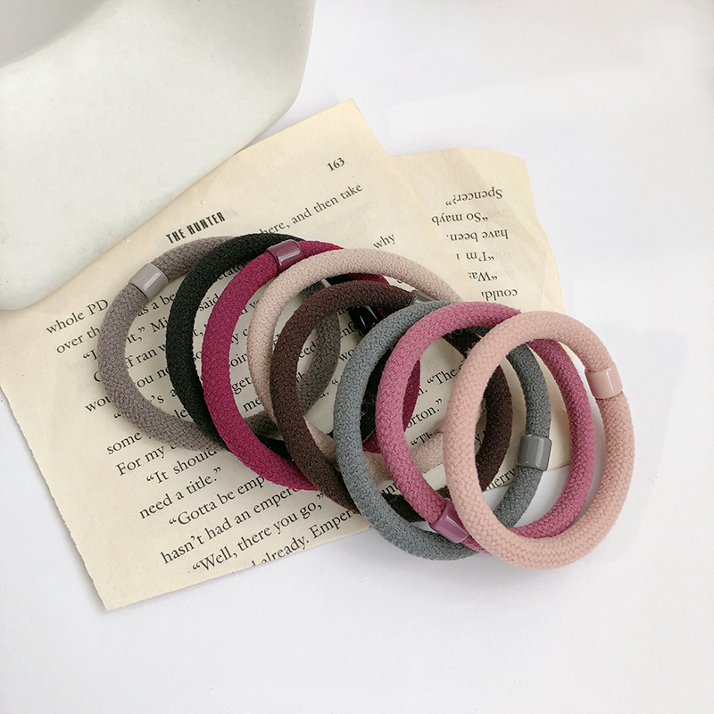 Dây buộc tóc co dãn màu trơn đơn giản