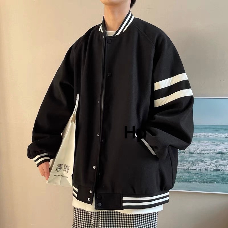 Áo bomber tay đen 2 vạch TH6