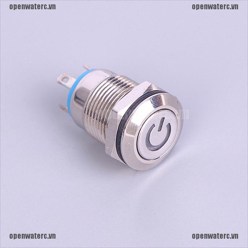 Nút Công Tắc Đèn LED Bằng Kim Loại Màu Đen 12mm 12V