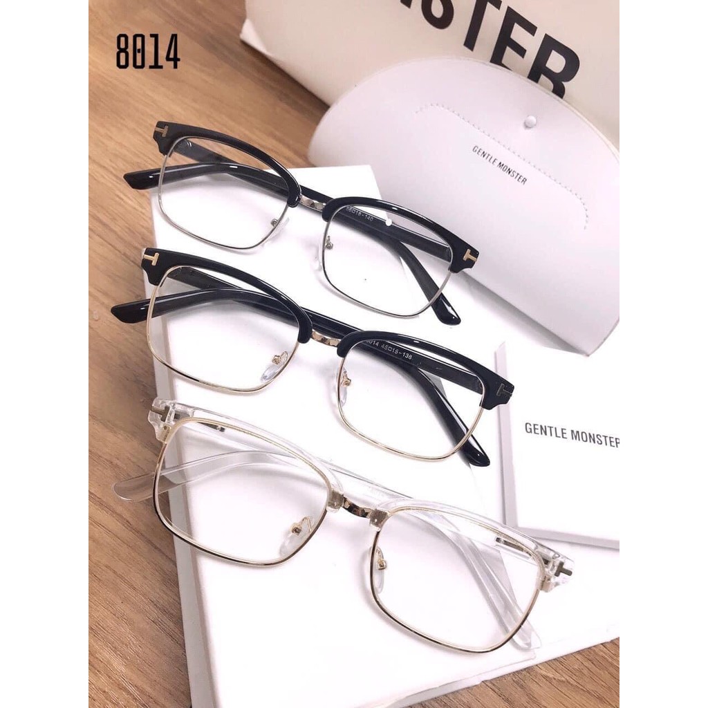 Mắt kính giả cận gọng xi nửa gọng thời trang nam nữ hàn quốc mắt kính nửa gọng cao cấp có thể thay tròng
