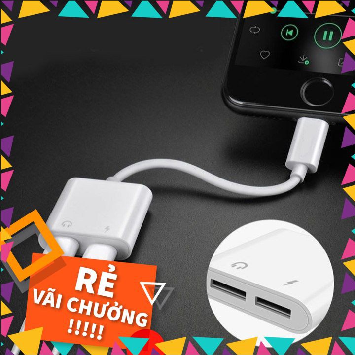 Jack chuyển đổi iphone sang jack 3.5 và lightning vừa sạc vừa nghe - Jack chia tai nghe iphone vừa nghe vừa sạc