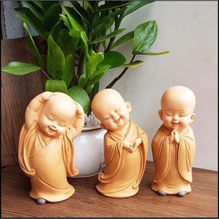 bộ 03 chú tiểu vàng vui vẻ size lớn 16,5cm