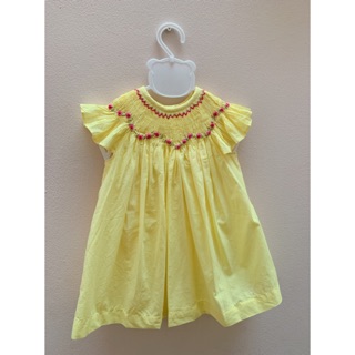 [Kinkids91] Váy Smock vàng thêu tay hoa hồng dành cho bé dưới 10kg