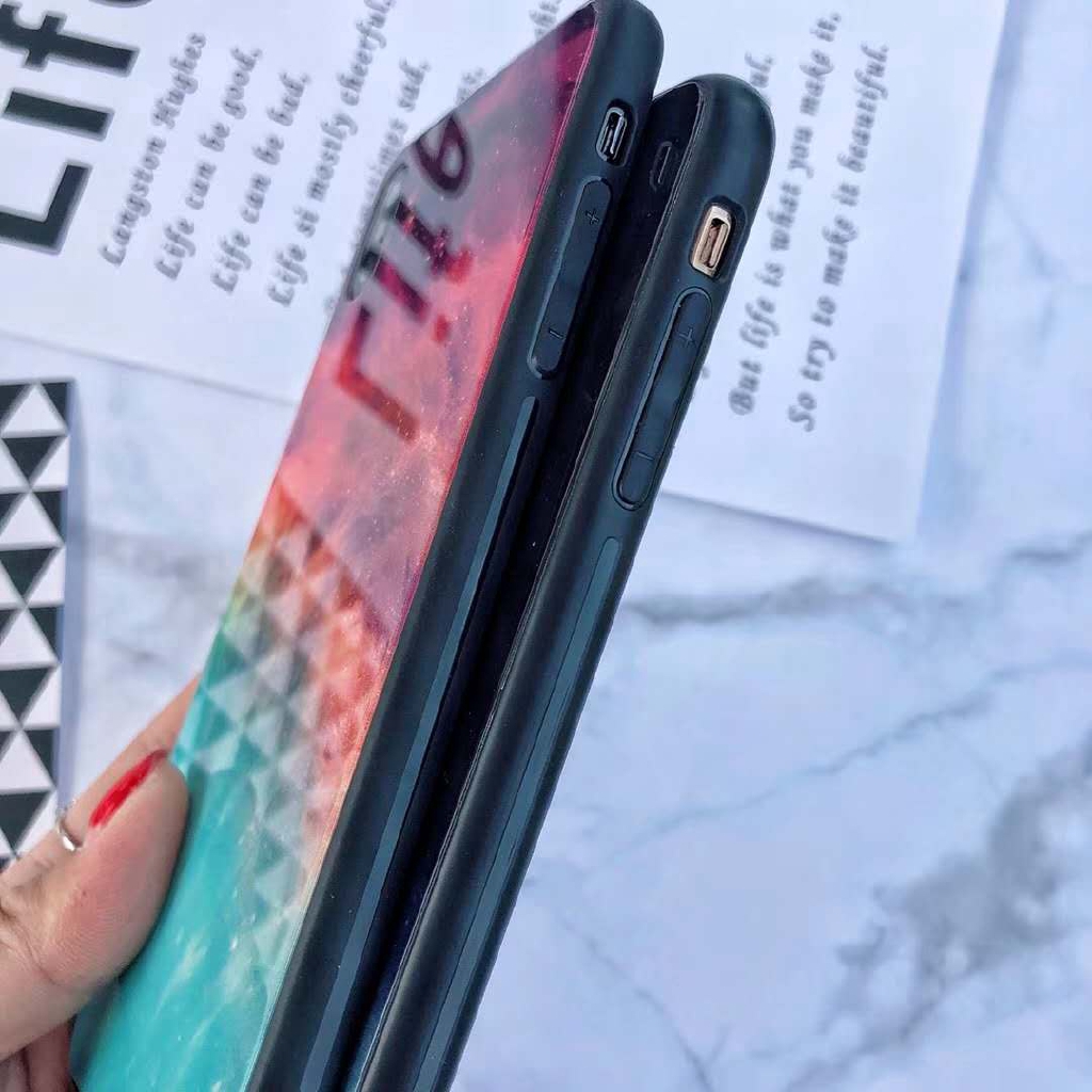 Ốp điện thoại mặt kính cường lực màu gradient xinh xắn cho Samsung Galaxy S8 S9 Plus S10 Plus S10e Note 8 9