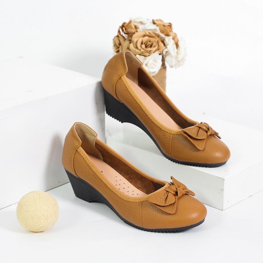 Giày Búp Bê Nữ Đế Xuồng 5cm Da Thật X461