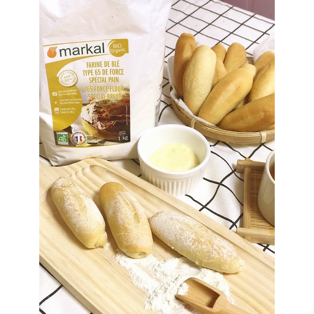 BỘT MÌ HỮU CƠ MARKAL PHÁP T55 và T65 LÀM BÁNH CHO BÉ ĂN DẶM -  NGUYÊN TÚI 1 KG