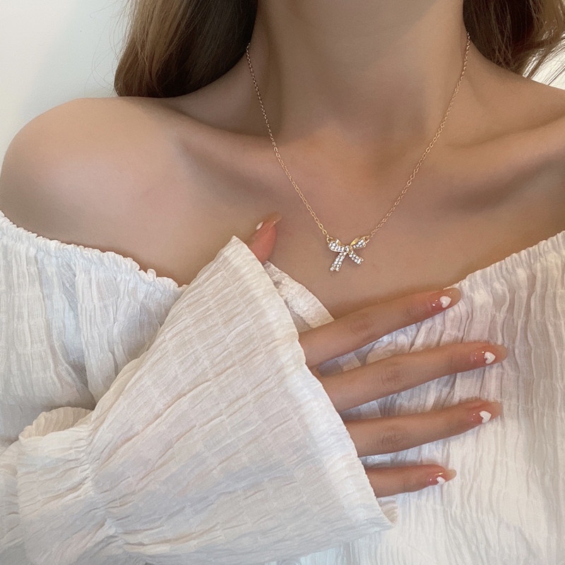 Vòng cổ Mặt Nơ Đơn Giản Thời Trang Cho Nữ