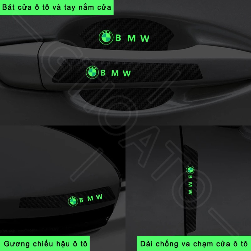 GTIOATO Sợi Carbon Bộ Bảo Vệ Tay Nắm Bát Cửa ô Tô Bộ Bảo Gương Hậu Xe HơI MiếNg DáN ChốNg XưỚC Phụ Kiện Oto Cho BMW M M4 320I X5 318I X6 X7 Z4 X4 M3 X3 M8 325I 530I