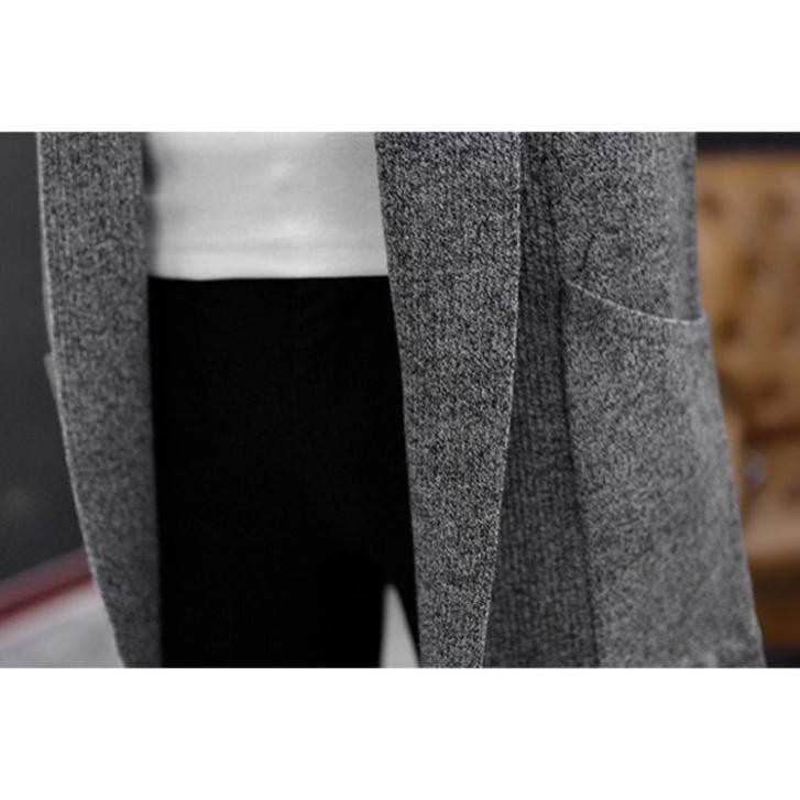 [ Giảm 30% ] Áo khoác nam cardigan len dáng dài aokhoacnam-CG02 đen V09 *
