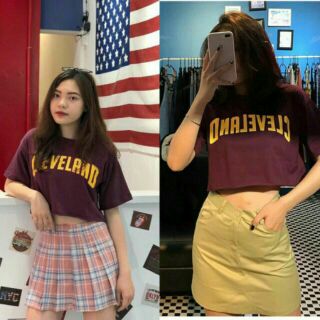 ❤về lại❤ áo croptop tay lỡ harley/ cleverland ✔kèm ảnh thật✔