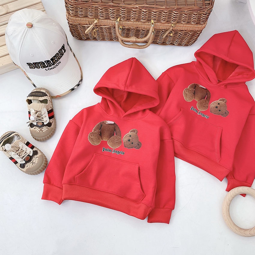 Áo Nỉ Dài Tay HOODIE In Hình Gấu Lót Nhung Hàng Cao Cấp Chất Siêu Đẹp Cho Bé Từ 8-22kg Mã DT04