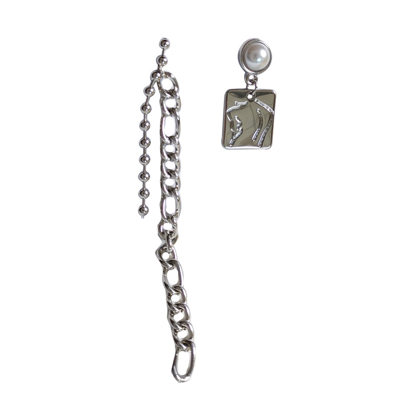 Bông Tai Dây Xích Hai Lớp Dài Bằng Kim Loại Họa Tiết Dập Nổi 22767