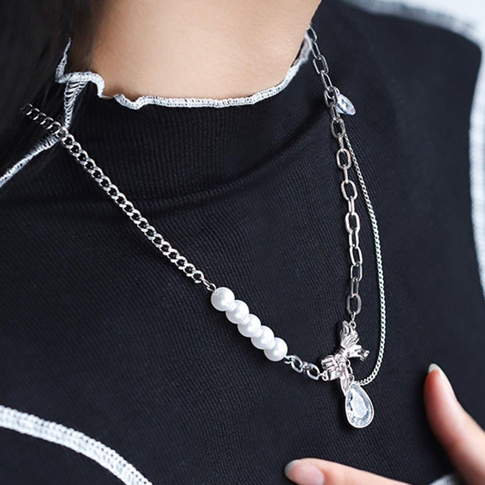 AROMA Vòng cổ Mặt Nơ Đính Đá Thời Trang Cho Nữ