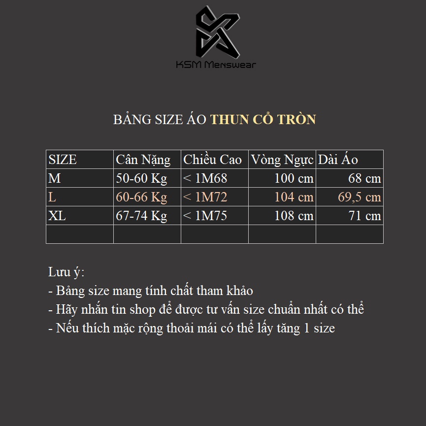 Áo Thun Cổ Tròn Nam KSM Menswear Tay Ngắn Trơn vải Cotton xuất xịn dày mịn đẹp form slim fit CT503