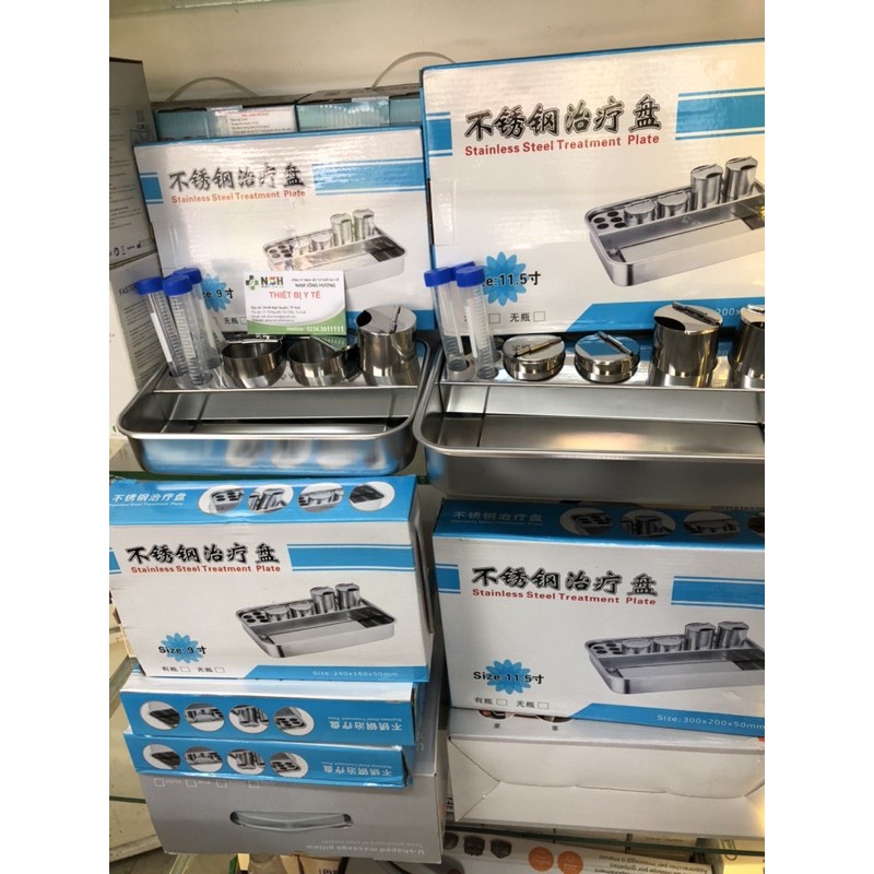 Bộ Khay inox đựng dụng cụ y tế 3 và 4 cốc đa năng,Bộ khay inox dùng trong y tế spa thẫm mỹ viện 3 và 4 cốc