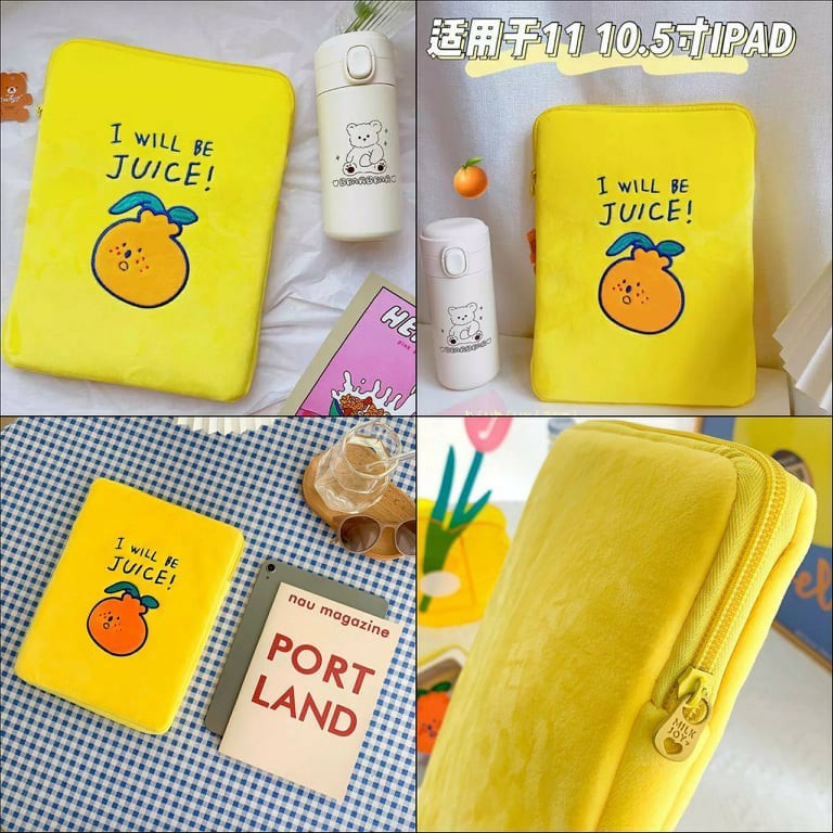 Túi đựng laptop và ipad Pro 10.2 / 10.5 / 11 vải founder hình trái cam mùa hè Bentoy Milkjoy màu vàng
