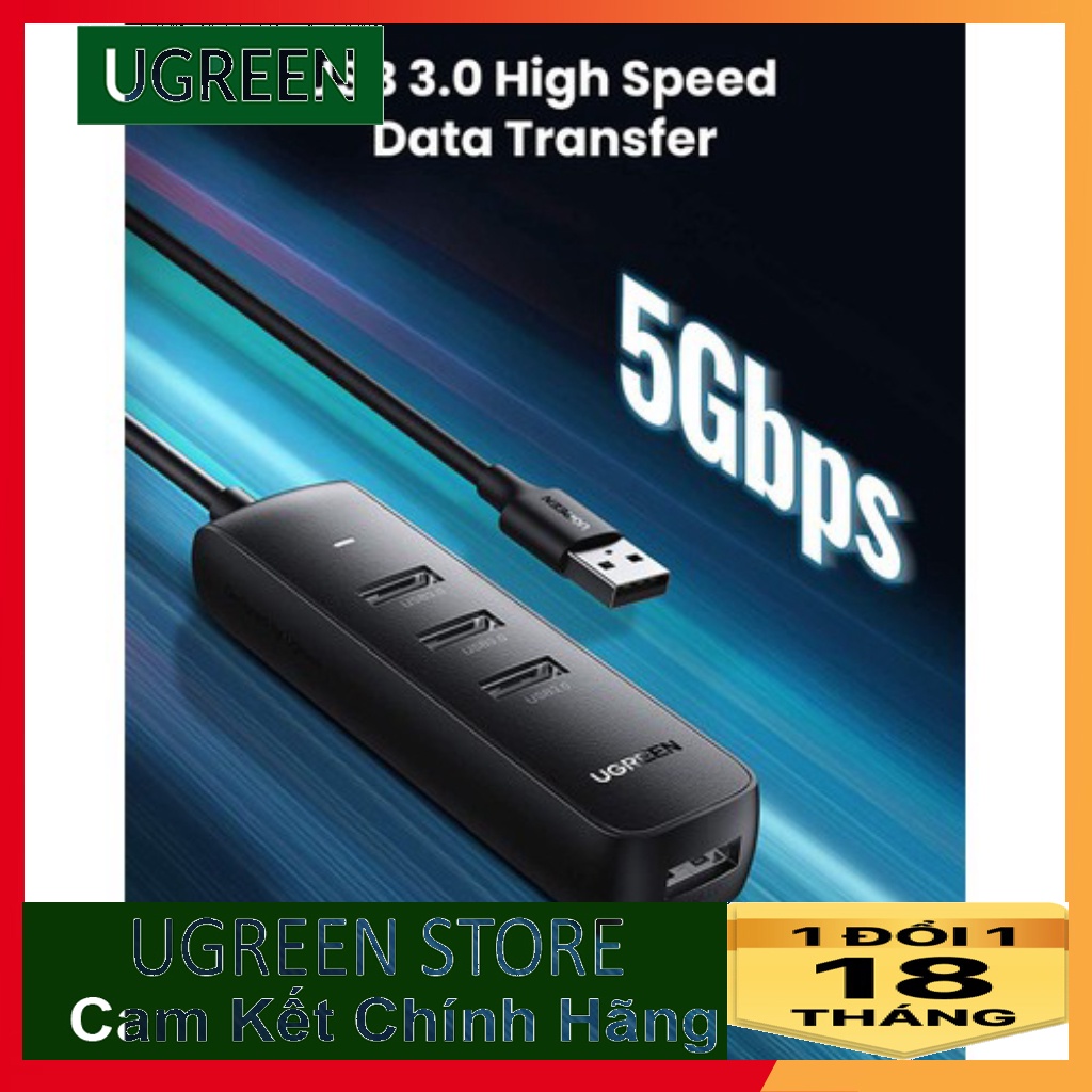 Bộ chia USB 3.0 1 ra 4 cổng Chính Hãng Ugreen 80657 Màu Đen CM146  Cao cấp