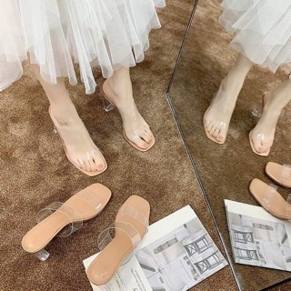 Sandal quai trong cao 6cm+9cm tôn dáng chân dài