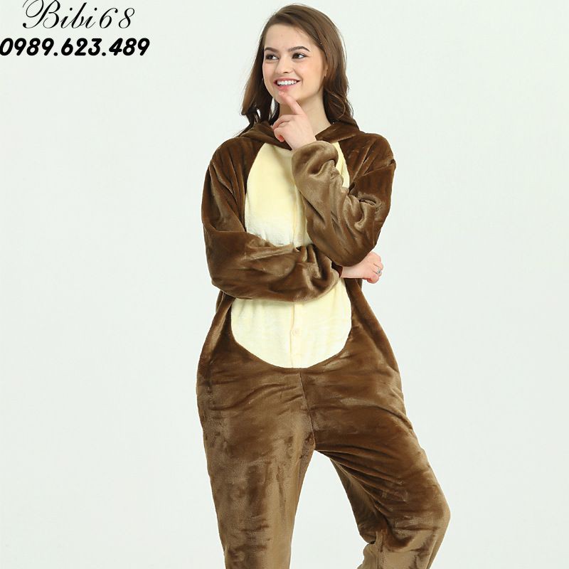 Bộ Đồ hình thú liền thân lông mịn Pijama dành Cho Người Lớn và Trẻ Em Hoạt Hình Cosplay