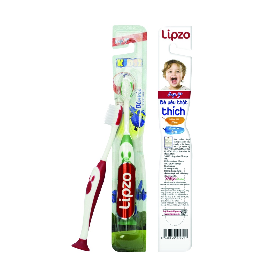 Combo 3 Bàn Chải Đánh Răng LIPZO Kids 2 Hình Ngộ Nghĩnh Lông Chỉ Tơ Nha Khoa Siêu Mảnh Kháng Khuẩn Cho Bé Trên 5 Tuổi