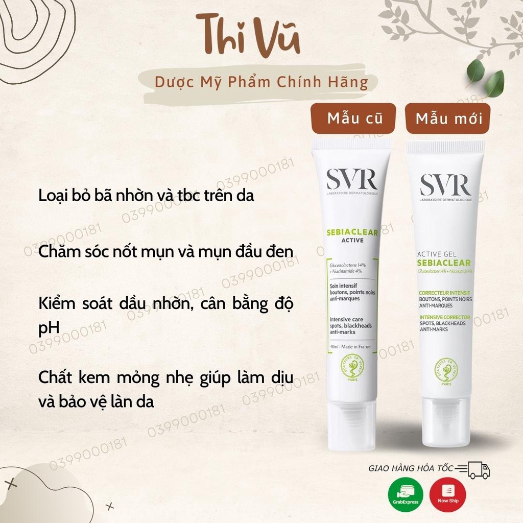 Kem Dưỡng SVR Sebiaclear Active 40ml, kem dưỡng da dành cho da dầu mụn - Thi Vũ