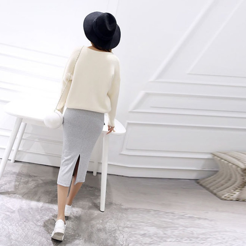 [Baywellfashion]Chân váy bút chì bằng cotton dáng dài ôm sát xẻ tà màu trơn đơn giản cho nữ | BigBuy360 - bigbuy360.vn