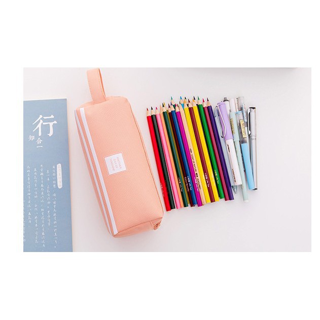 GIÁ SỈ Túi đựng bút 2 sọc ngang có 2 ngăn, nhiều mẫu cute, chất liệu Pu mềm dẻo 7920